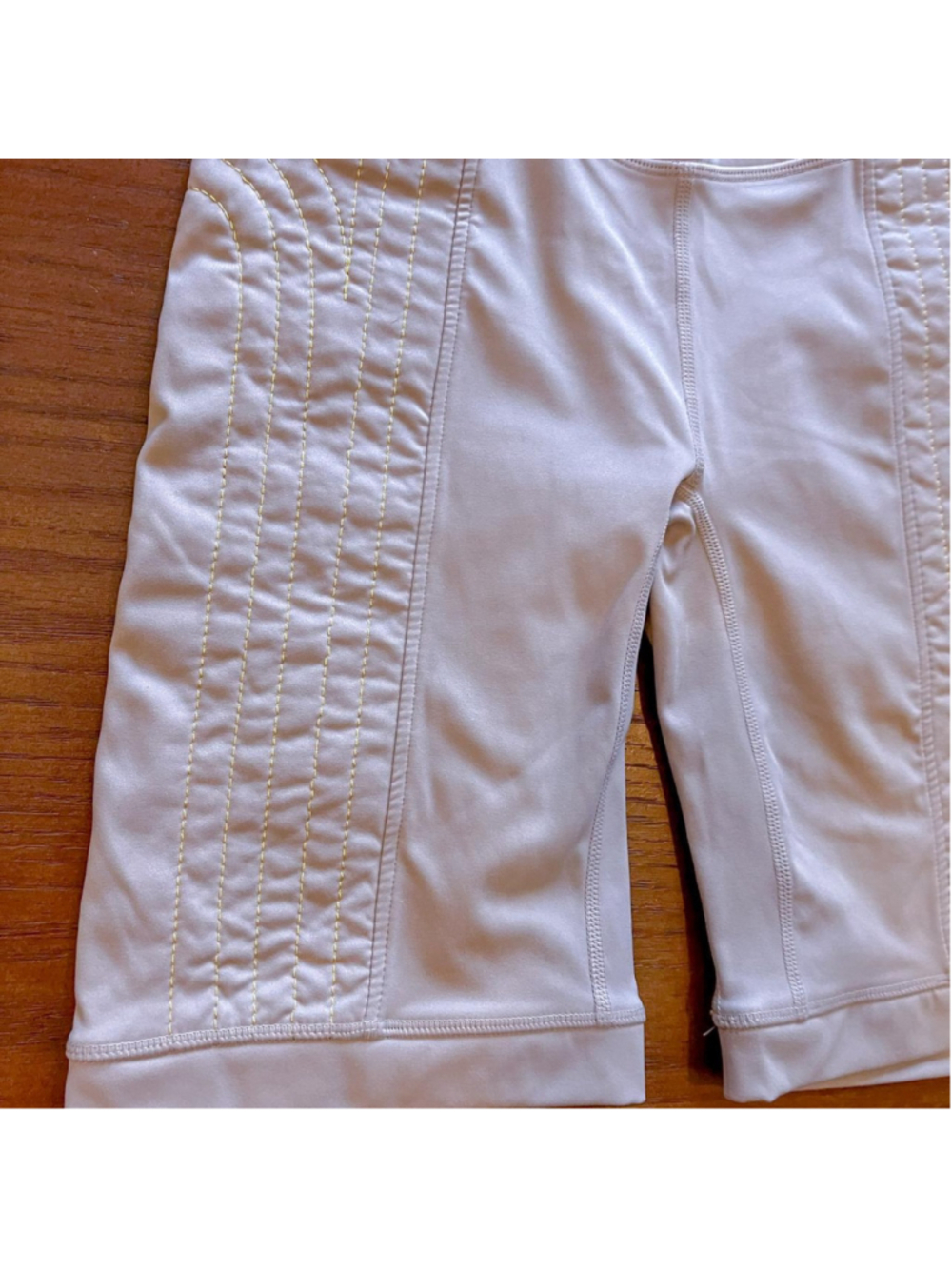 Fabletics Tan Ruched Panel Biker Shorts (Small) - Picture 3 of 3
